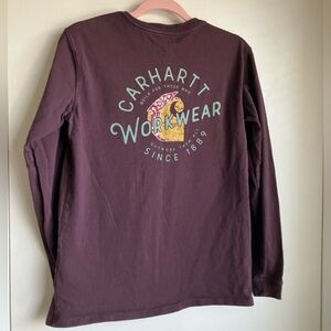 Purple Burgundy Womens Carhartt Rosie the Riveter Long Sleeve T Shirt Small